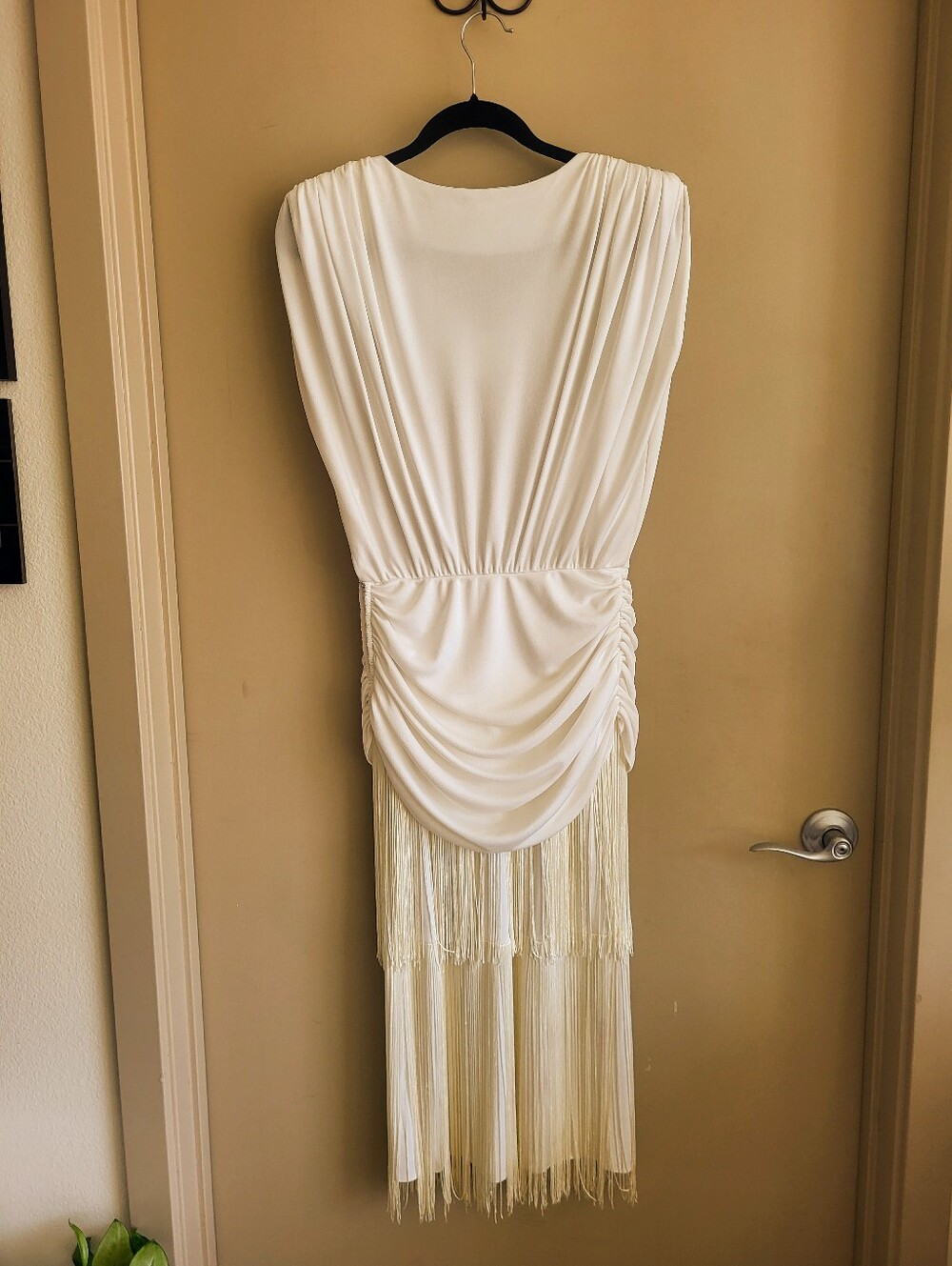 Vintage Night Visions California Ivory Fringe Cocktail Dress | Rhinestone Beaded - Picture 6 of 10